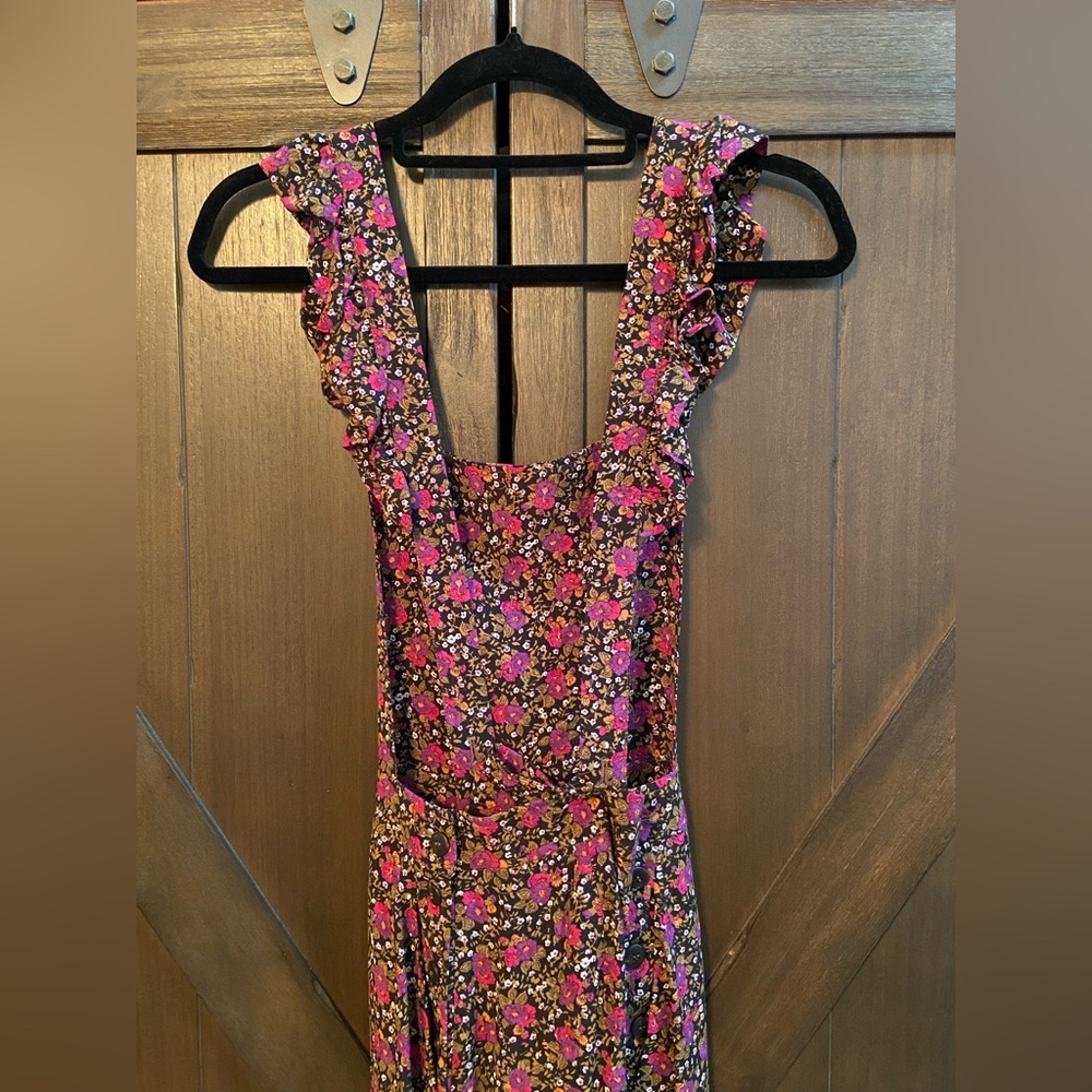 Sezane Pink Floral Ruffle-Strap Jumpsuit - Picture 10 of 12